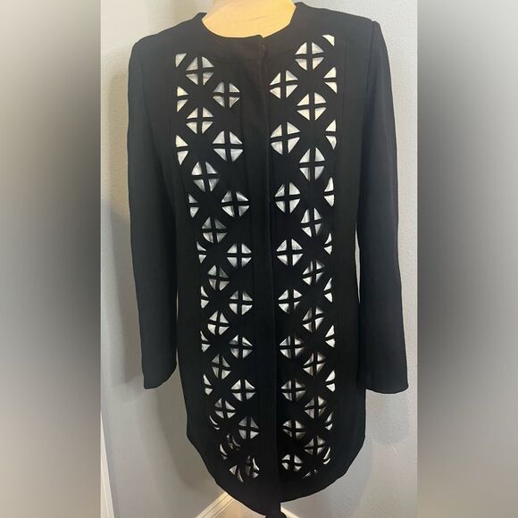 Laundry by Shelli Segal Jacket Geometric Cutout Coat Size 4 Chic Layering Piece - Picture 1 of 11
